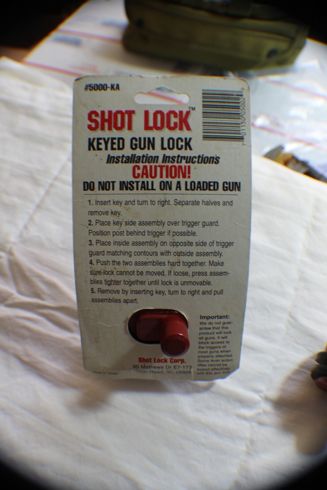 2 ~ Shot Lock Keyed Gun Lock #5000-KA with keys