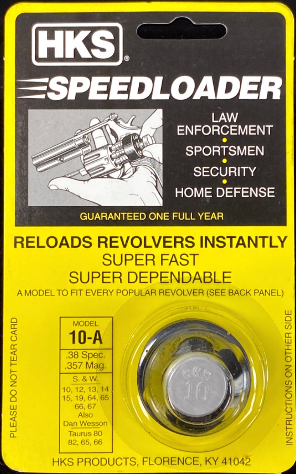 HKS 10A Speedloader for 38spl/357mag for 6rd S&W 10 &66, Taurus 66 K Frame