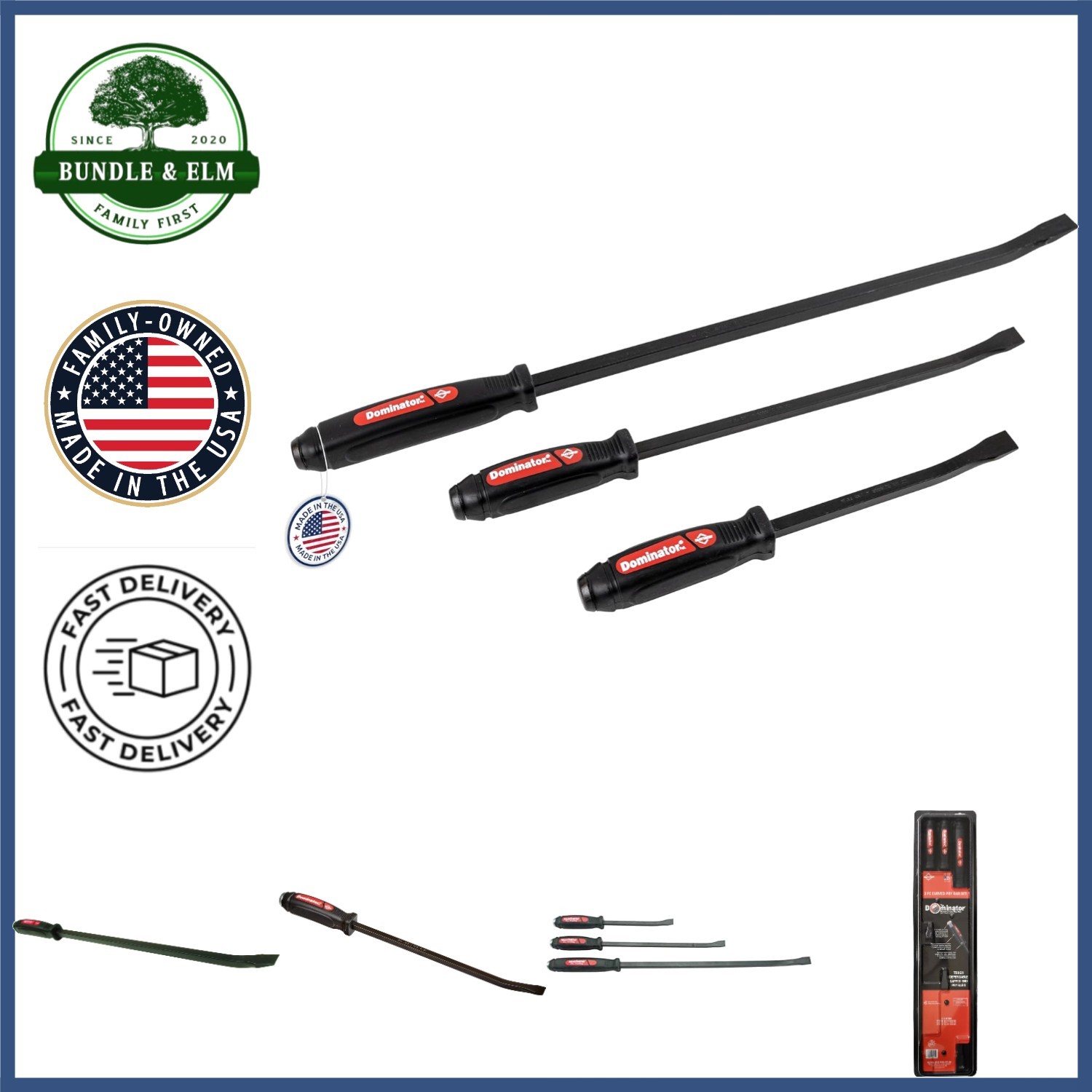 Professional 3-Piece Pry Bar Set with Shock Absorption for Reduced Fatigue