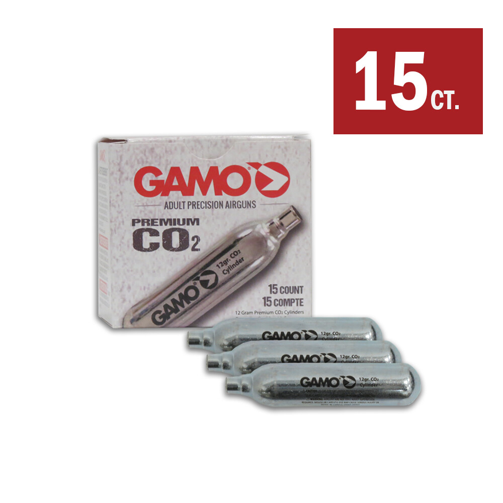 15CT GAMO PREMIUM 12gr CO2 CYLINDER CARTRIDGES FOR AIR PISTOLS AND AIR RIFLES