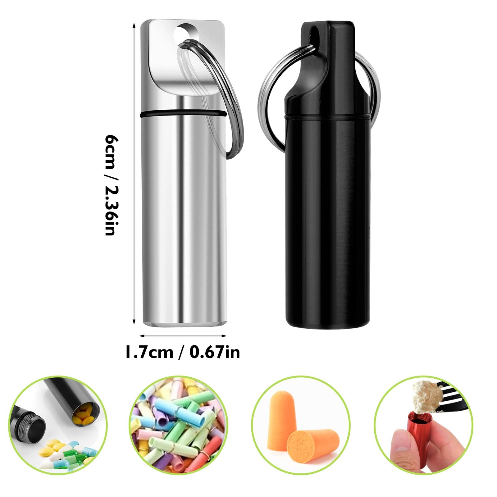3 Pack Mini Aluminum Pill Keychain Holder Waterproof Pill Container for Travel