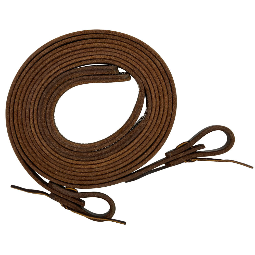 8' x 1/2" Oiled Harness Leather Split Reins w/ Weighted Ends