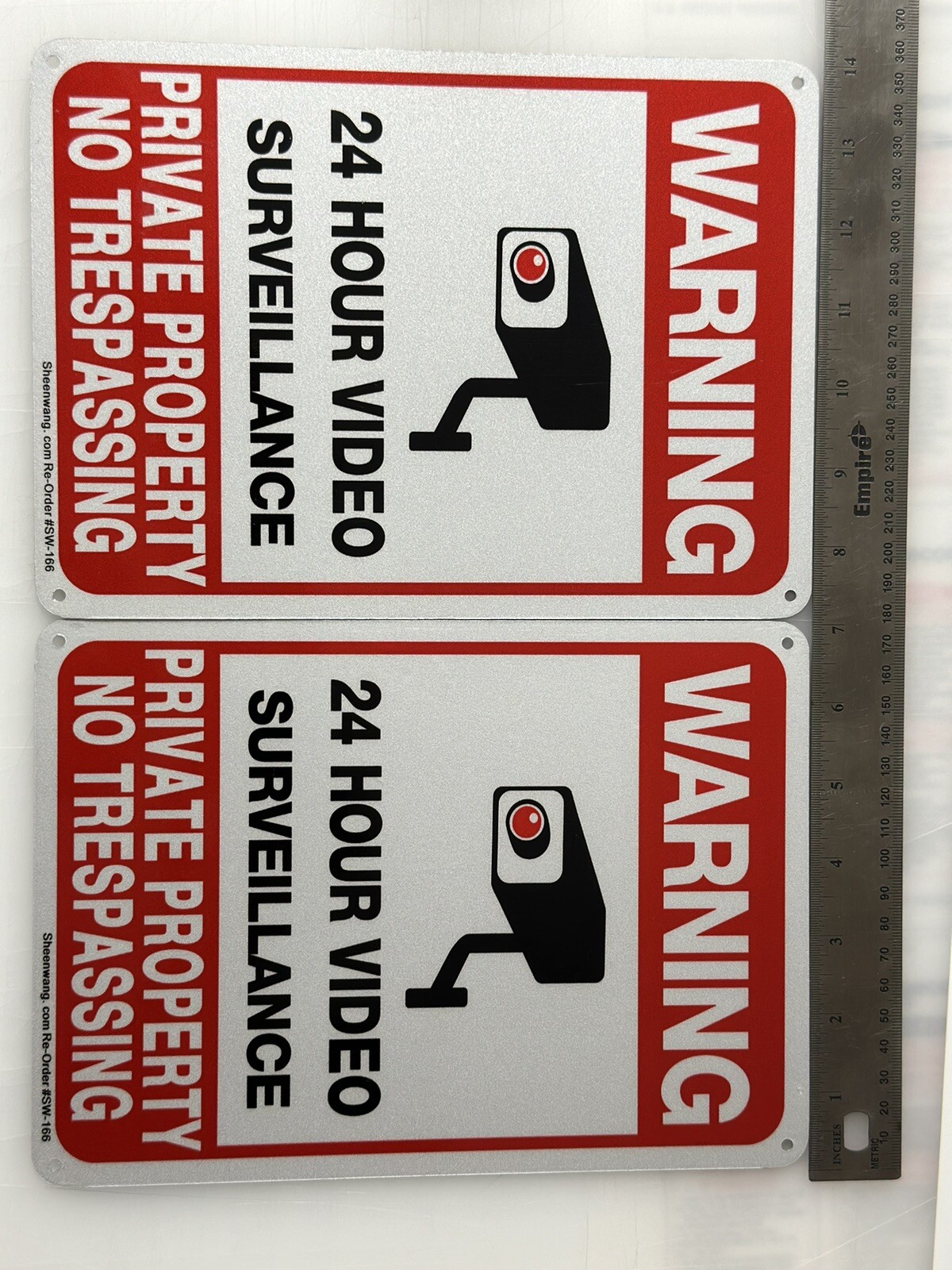 2Pk No Trespassing/24 Hr Video Surveillance/ Warning Sign Aluminum UV Protected