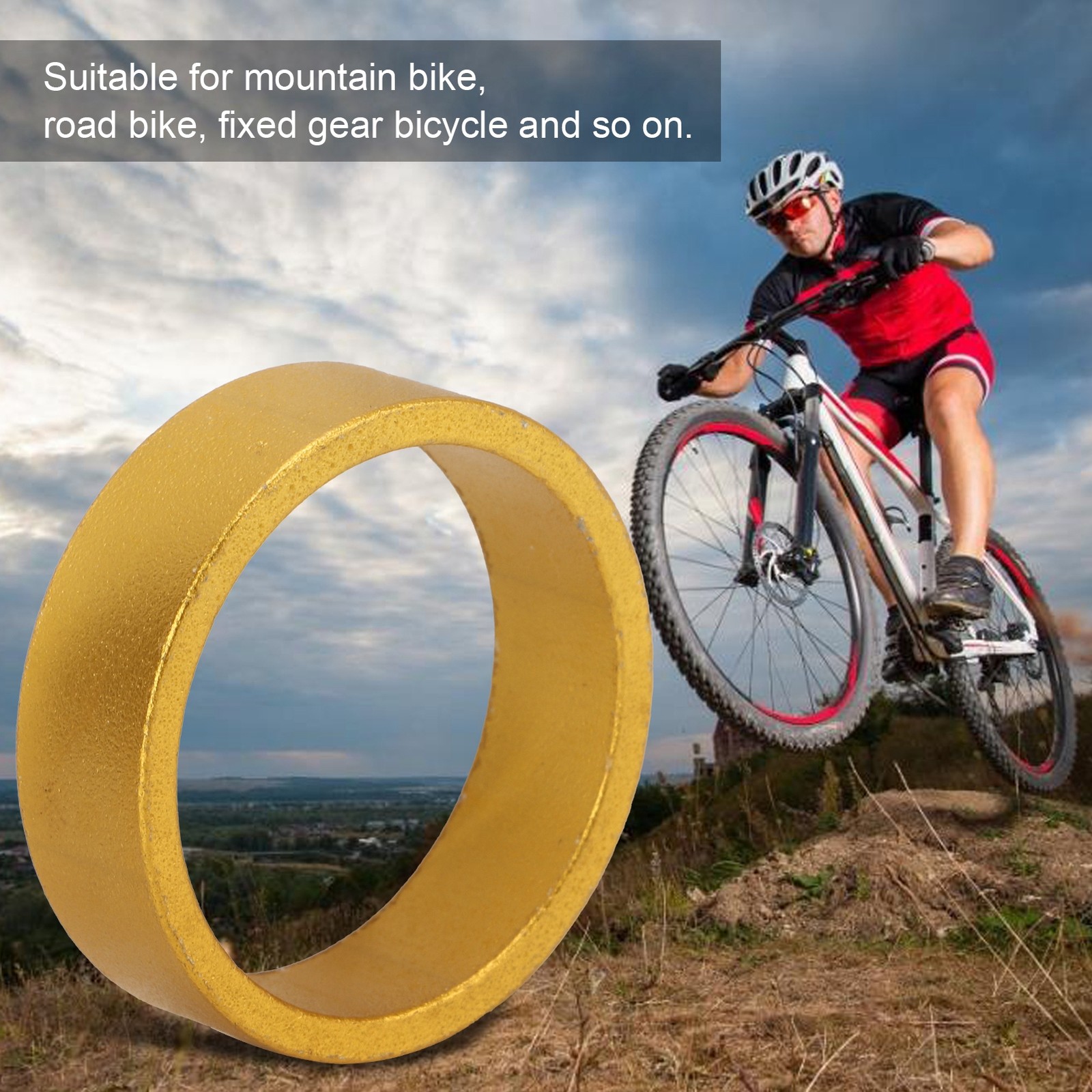 5pcs 10mm Bicycle Headset Spacer Aluminum Fork Stem Gold