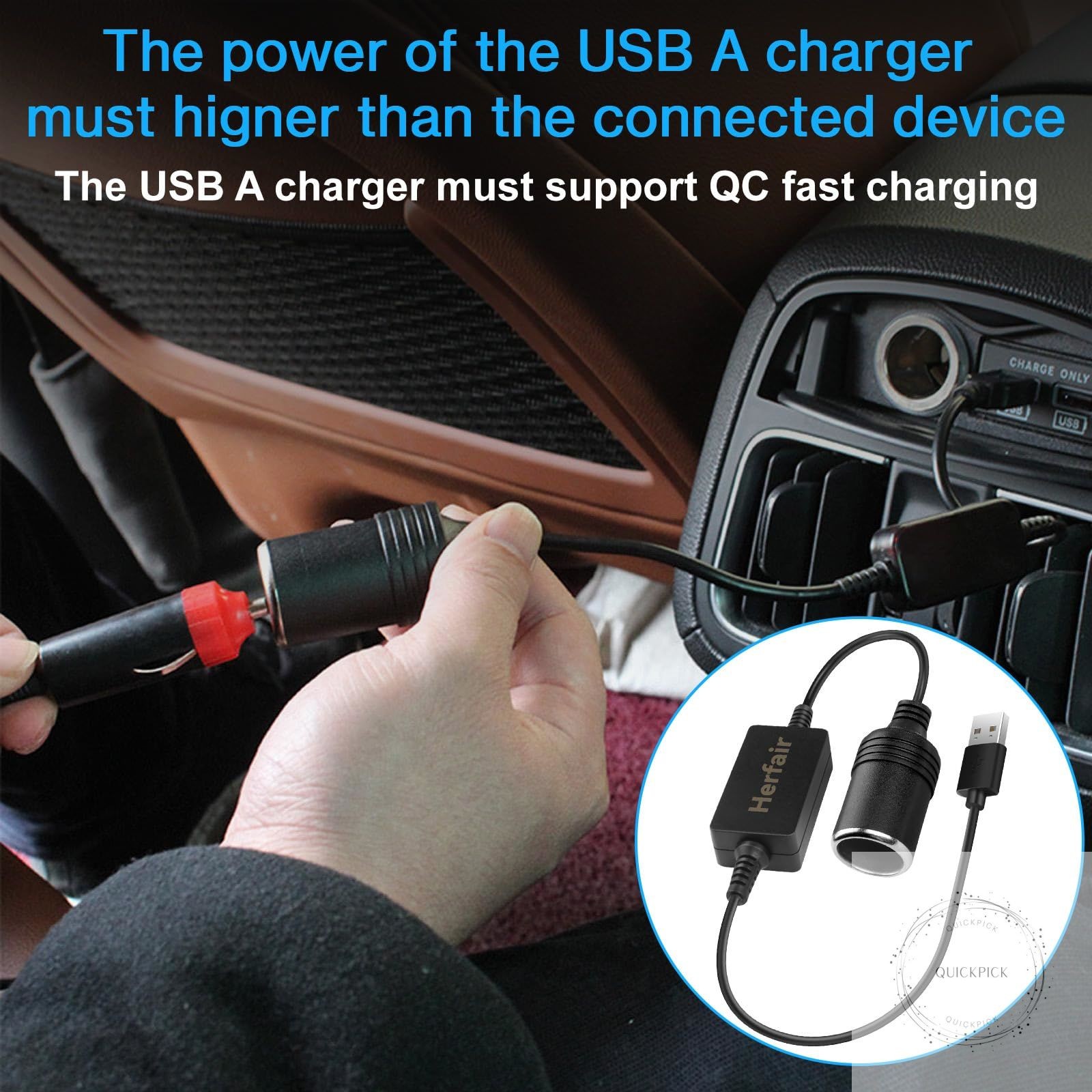 USB C Male to 12V Car Cigarette Lighter Socket Female Converter Adapter Power Ca
