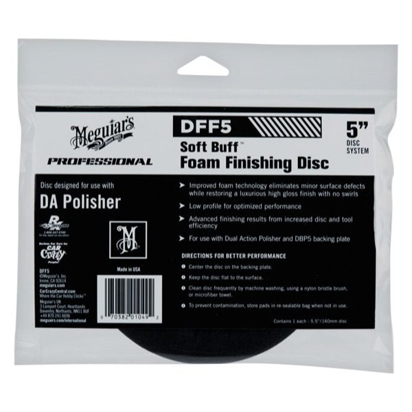Meguiars Soft Buff 5" Foam Dual Action Hook-and-Loop Finishing Pad