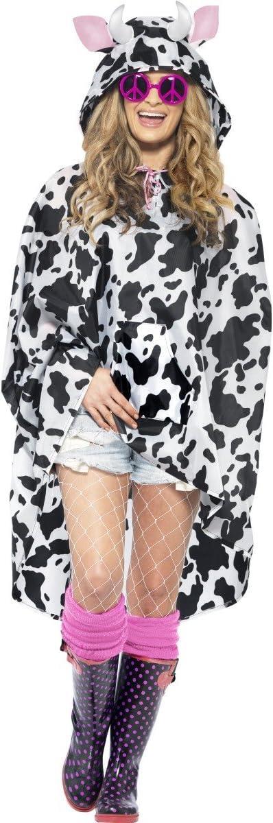 Cow Poncho Smiffys Festival Novelty Adult Unisex Cow Party with Drawstring Bag