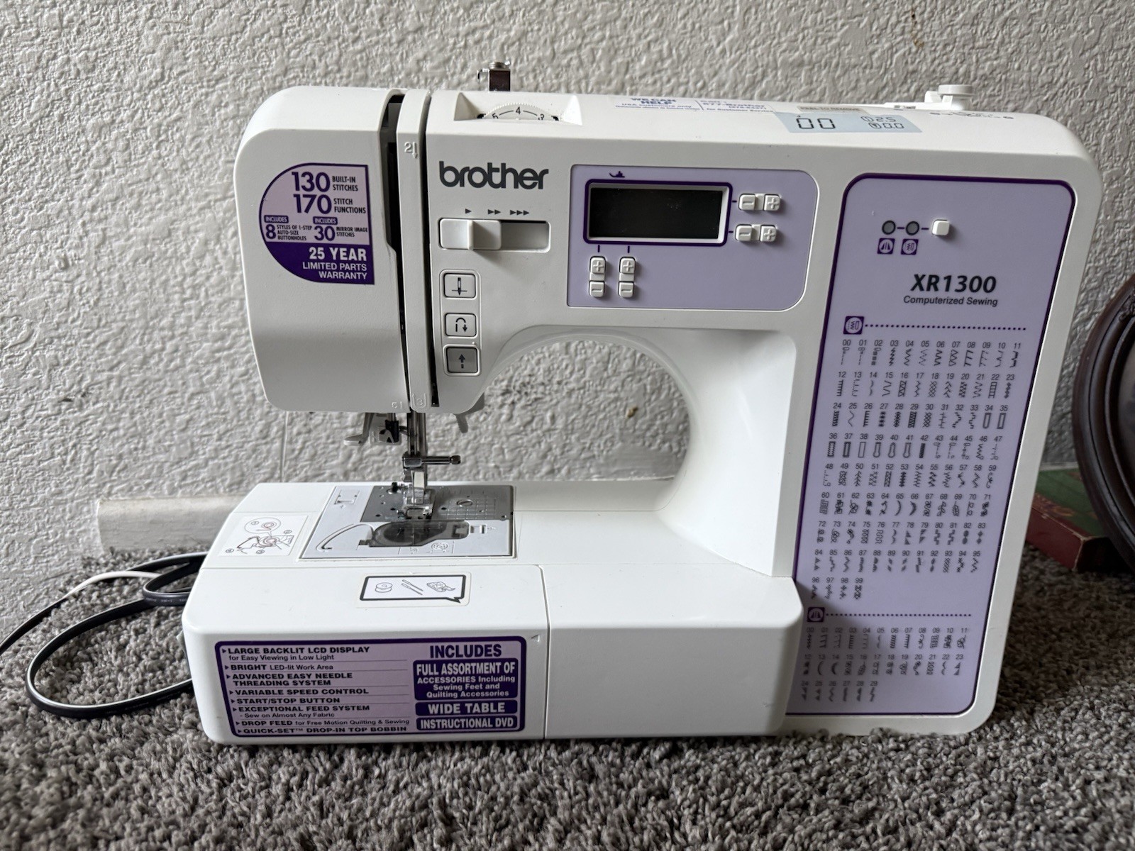 Brother XR1300 Computerized Quilting Sewing Machine w/ Pedal, LCD, Free Arm