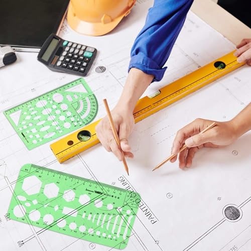 11PCS Geometric Drawings Templates, Drafting Stencils Measuring Tools,