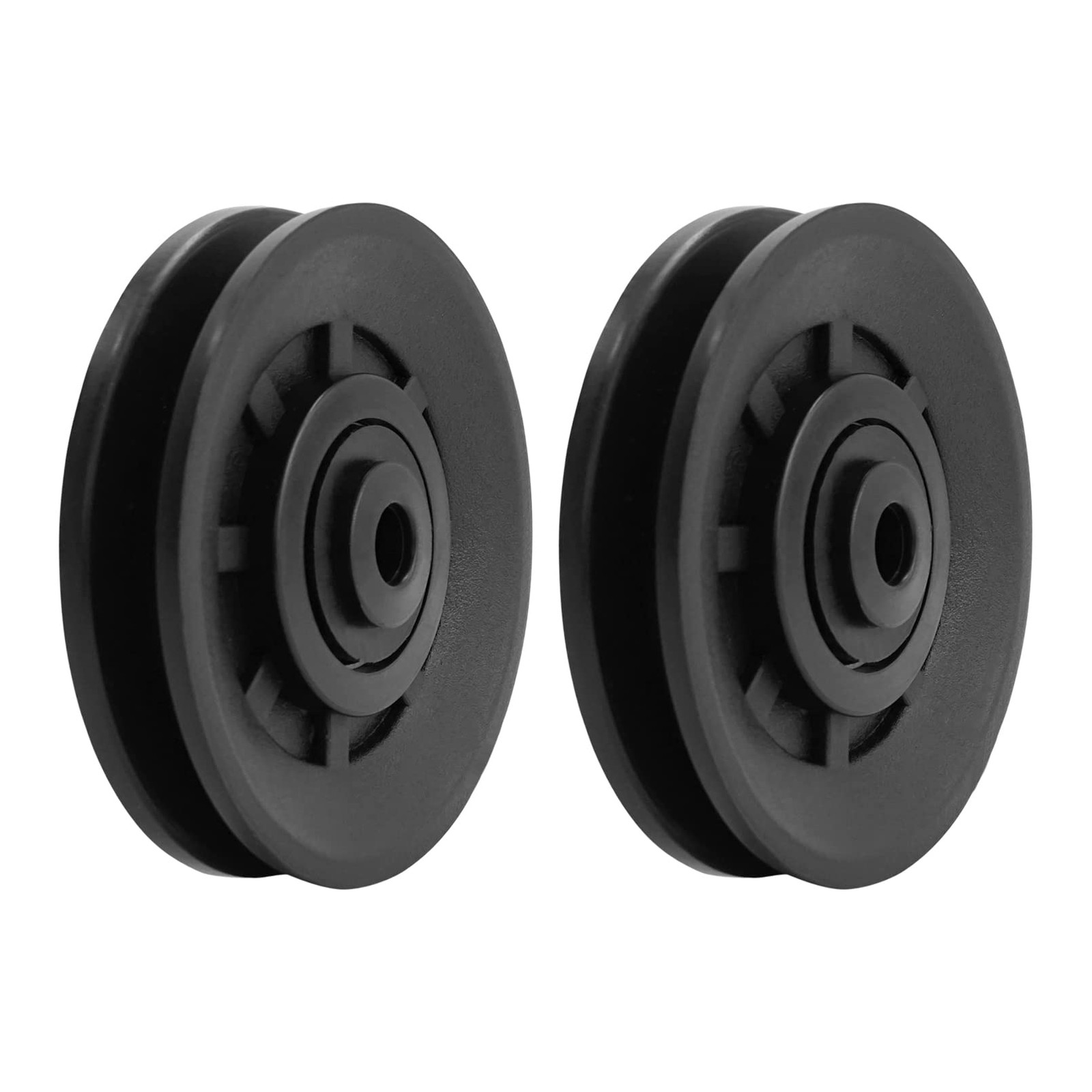 Luwint 3.5" Bearing Pulley Wheel, 2 Packs Fitness 90mm/3.5", 2Pcs Black