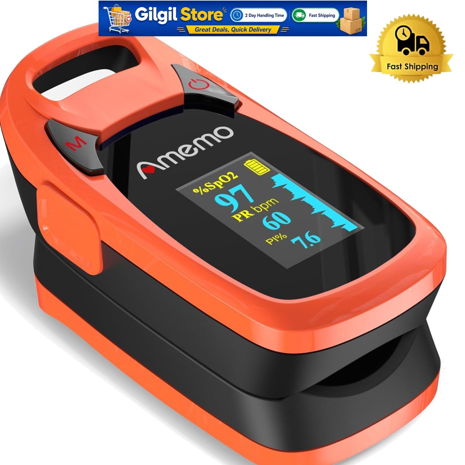 High-Precision Blood Oxygen & Heart Rate Monitor - Compact & User-Friendly
