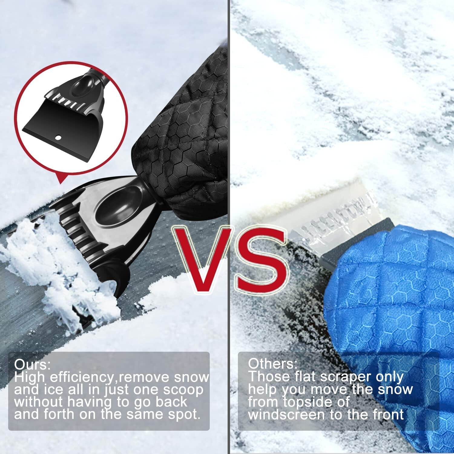 Raniaco Ice Scraper w/ Glove Mitt for Car Windshield, Extendable Handle