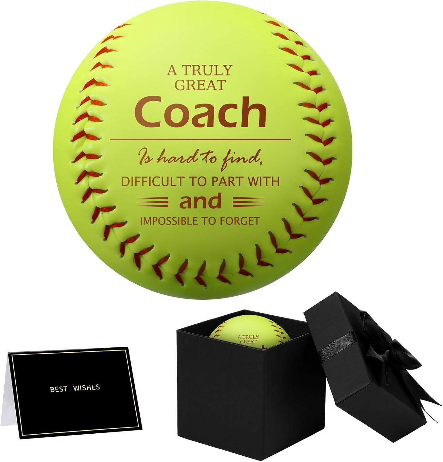 Best Softball Coach Gift Set Include 9 Inch Printed Leather Greeting Card and Gi