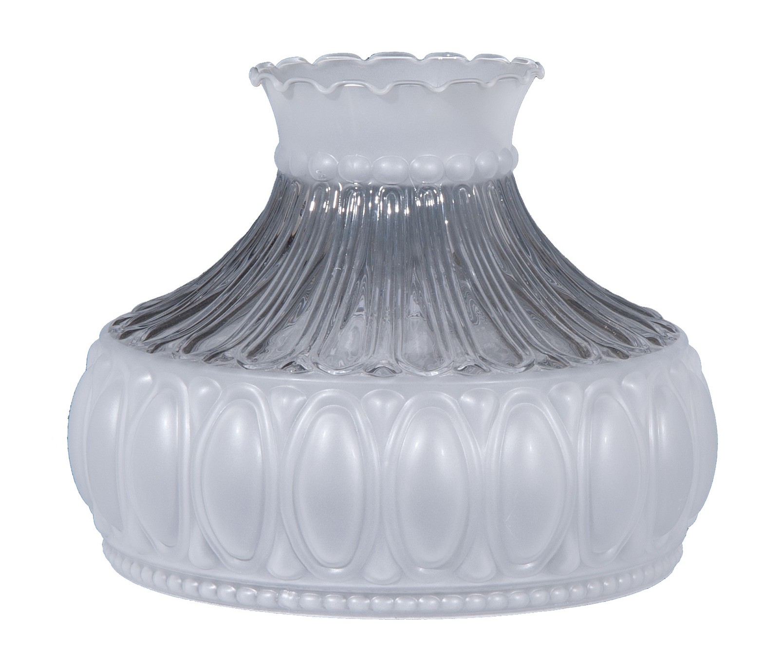 B&P Lamp® American Made Satin Crystal Glass Lamp Shade with Clear Center Panel,