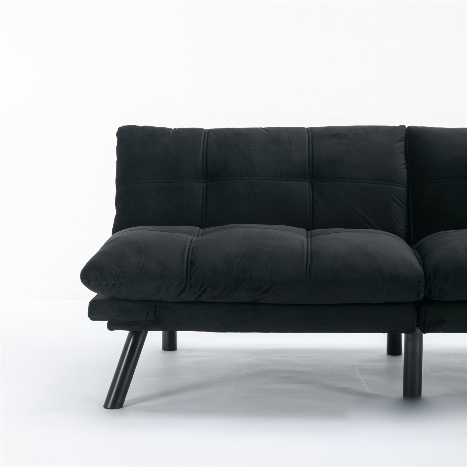 Black Convertible Folding Modern Sofa Bed Fit Small Apartment or Room Well
