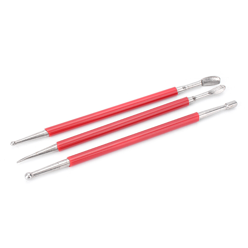 3PCS/Set Leather PMC Craft Modelling Splicing Embossing Spoon & Carving Tool Kit