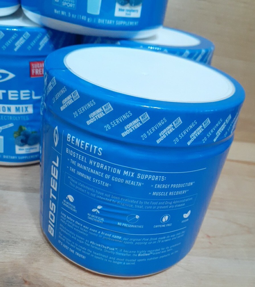 3 PACK: BIOSTEEL BLUE RASPBERRY HYDRATION MIX 20 SERVINGS NSF ELECTROLYTES 5oz