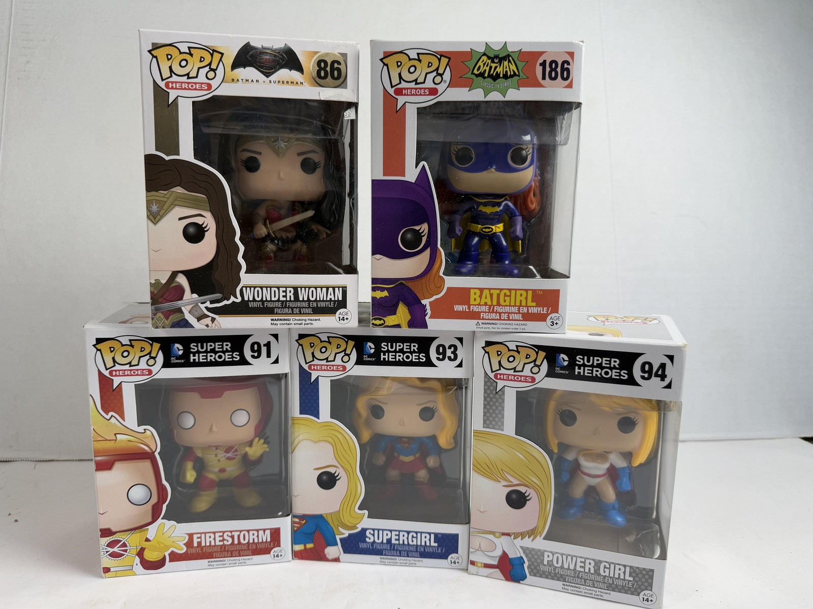 Funko Pop! DC Lot 5 Batgirl 186 Wonder Woman 86 Supergirl Power Girl Firestorm