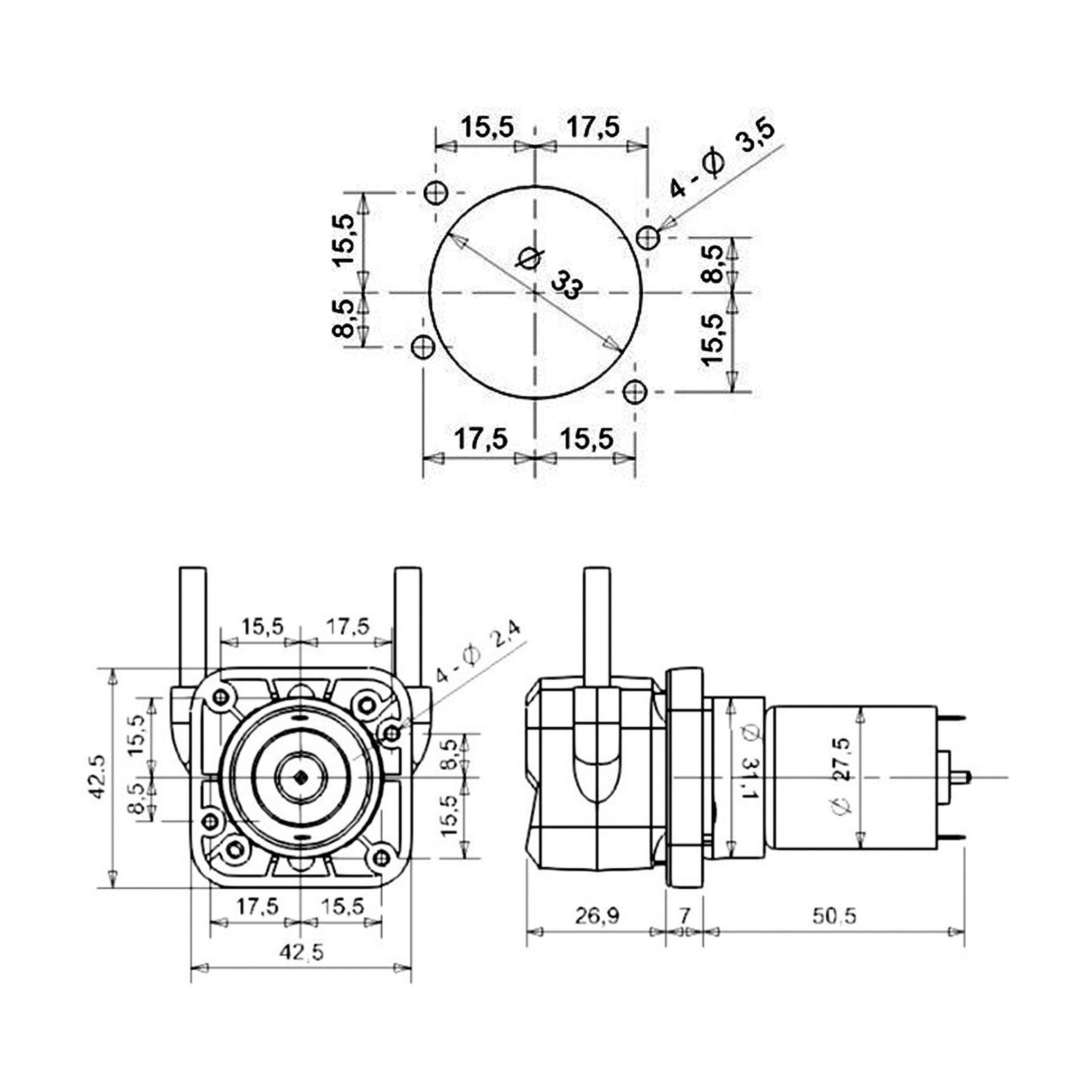 Mini Peristaltic Pump 180ml Per Minute 6W Self Priming Liquid Dosing Pump