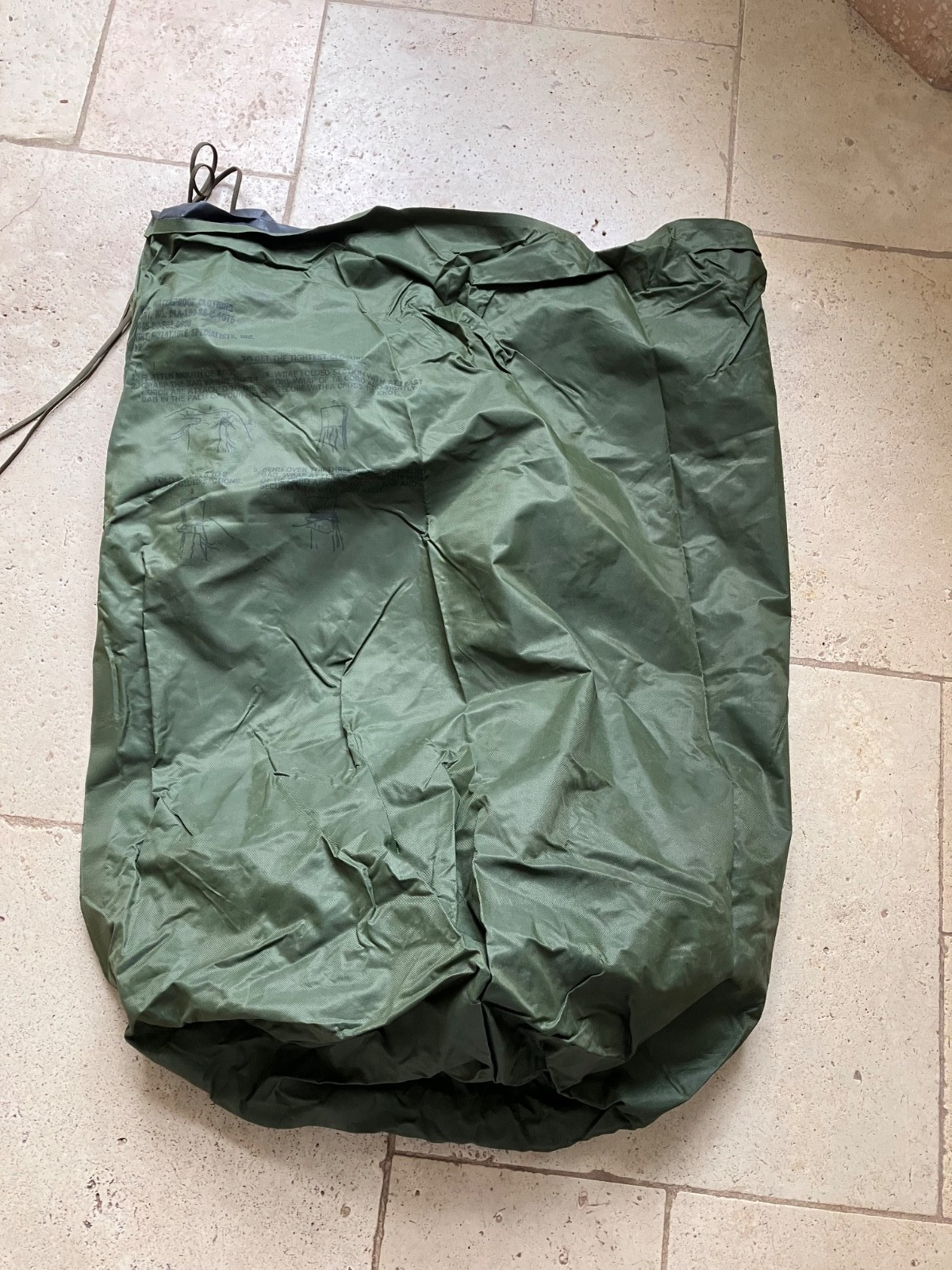 US Military Waterproof Large Stuff Sack Bag Olive Drab Wraparound Cord Nylon