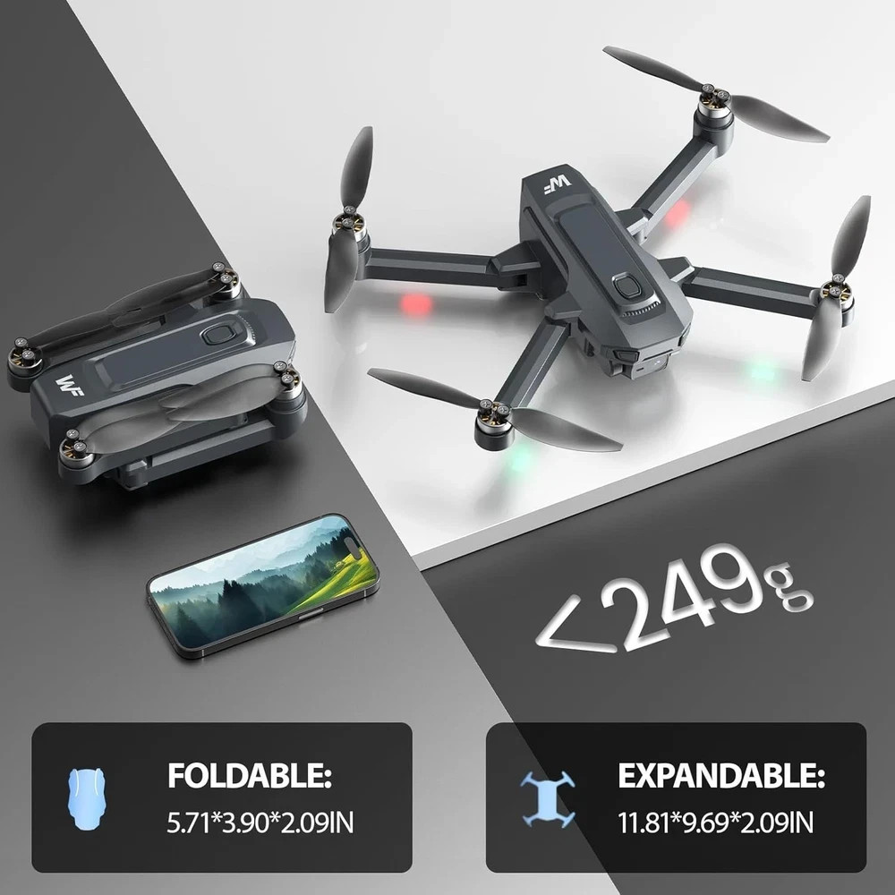 Drones with Camera for Adults 4K, WF33 GPS Foldable FPV Drone 4.5" Gray