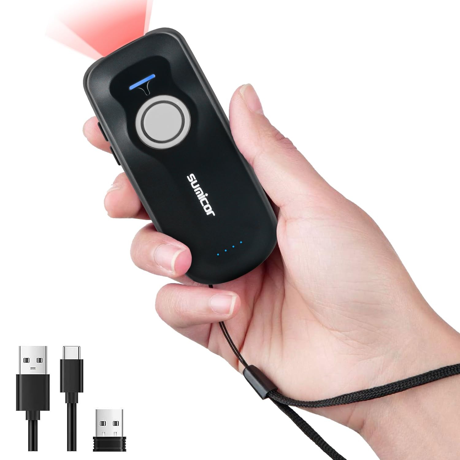 Portable 2D Bluetooth Barcode Scanner, 1500mAh Rechargeable Battery with Leve...