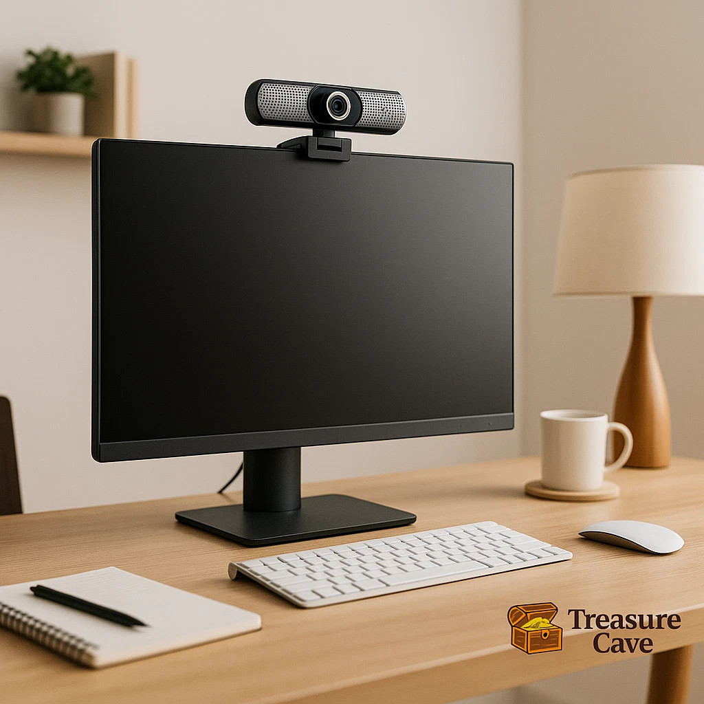 HD 1080P Webcam w/Speakers & Mic | USB-C/USB-A Plug & Play – Black AWCS06F