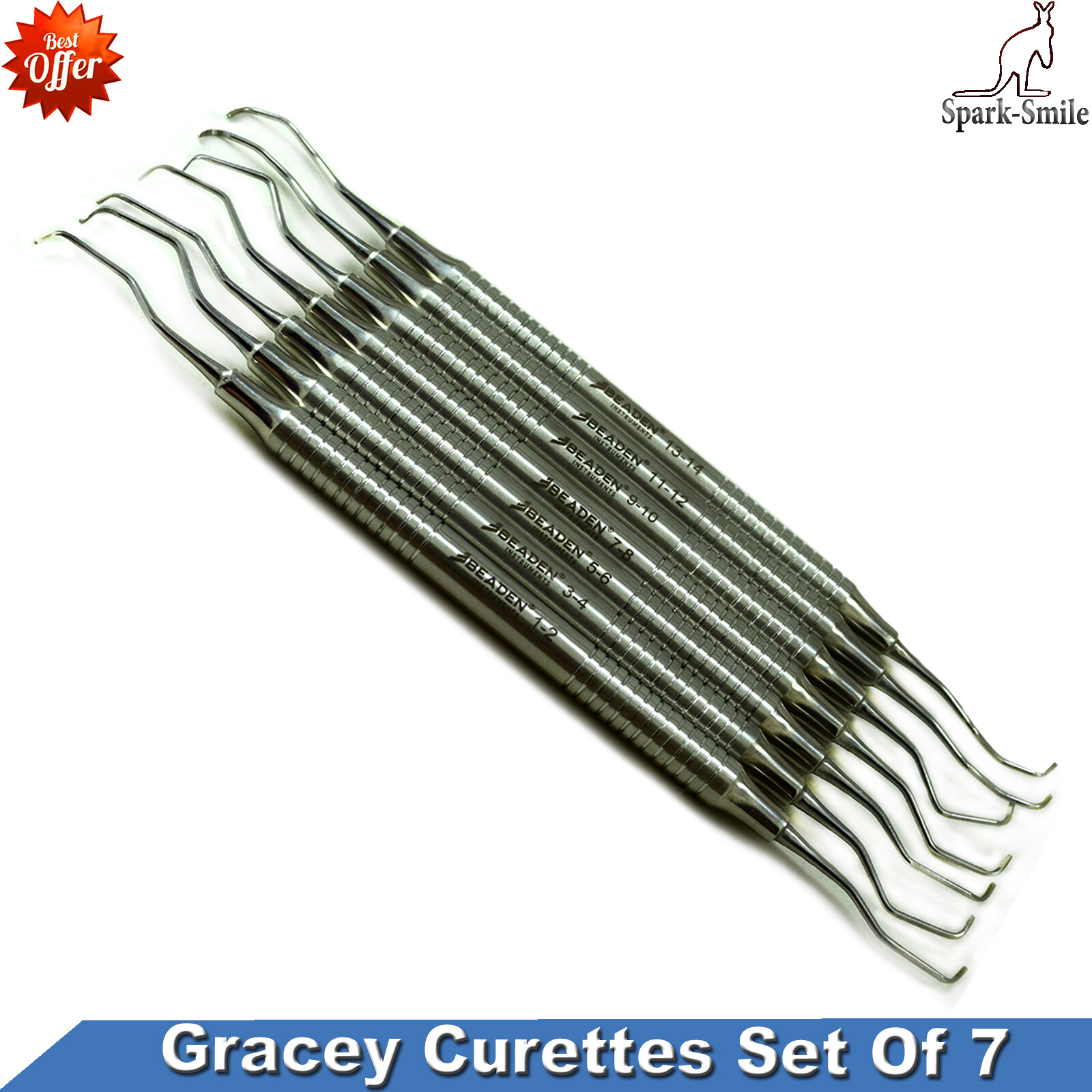 Gracey Curettes Hollow Handle Set Of 7 Periodontal Instruments & Scalers Tray CE