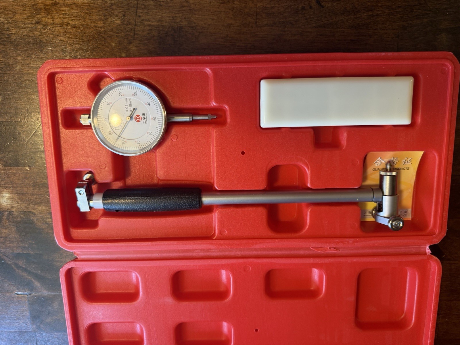 GONGZIPAI Dial Indicator Set 0-10mm 0.01mm Precision Gauge with Red Case
