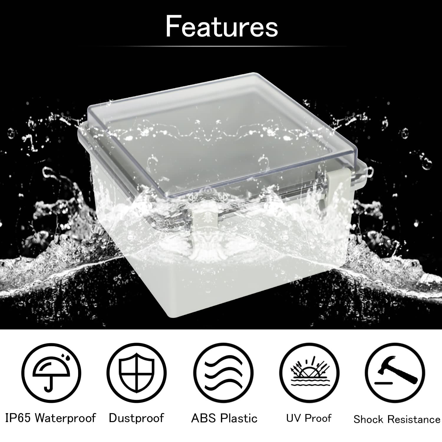 Junction Box IP65 Waterproof ABS Plastic Enclosure Hinged PC Clear Cover Elec...