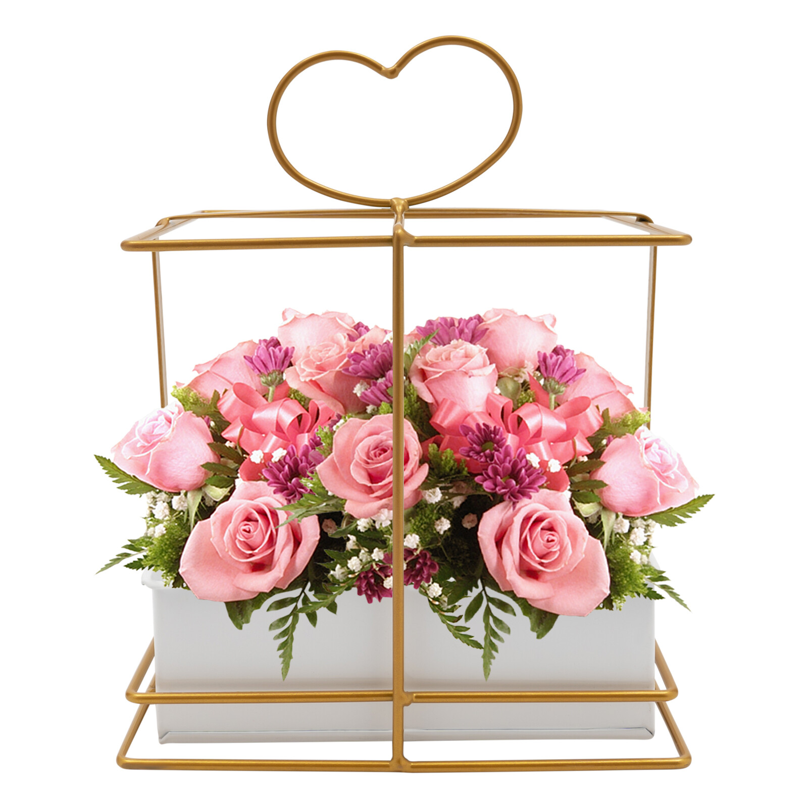 Wedding Decor Square Baskets 10pcs Iron w/Heart Handles