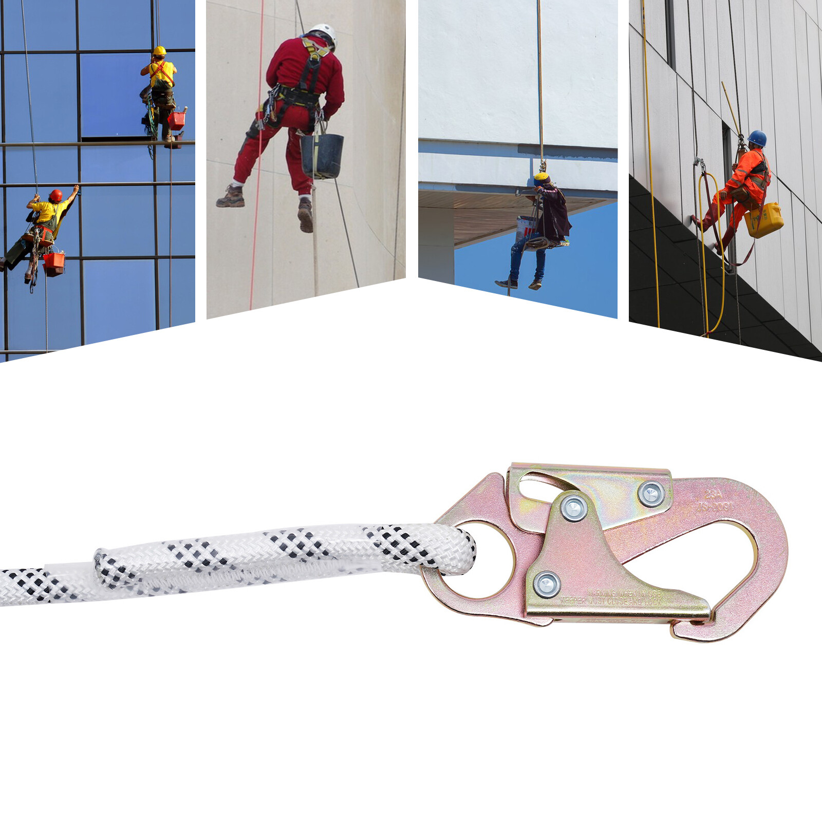 Anti-ratcheting Lifeline Lanyard Fall Arrester Protection+hook Rope Equip 100ft