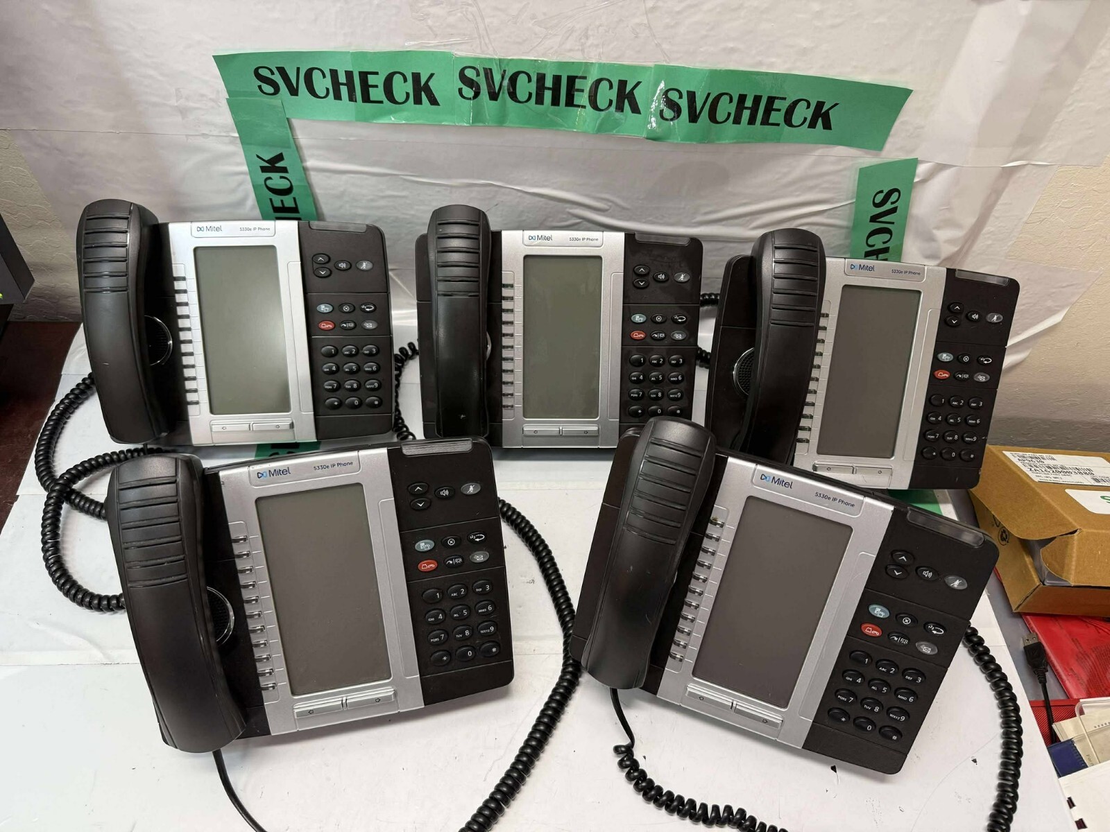 lot of 5 Mitel 5330e IP Phone 50006476 Mitel with stand
