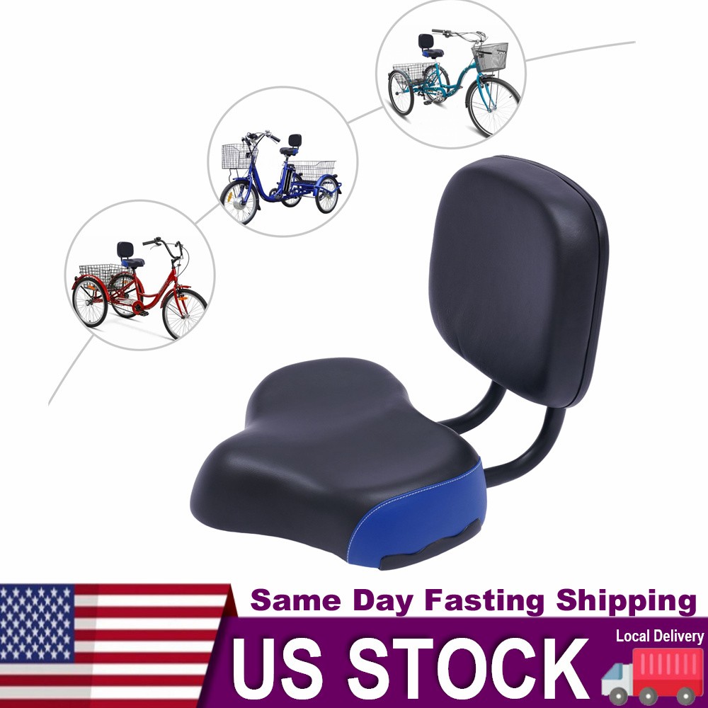 Wide Comfort Tricycle Bike Electric Bicycle Saddle Seat Pad w/ Back Rest new