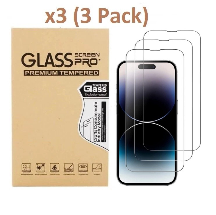 3X Tempered Glass Screen Protector For iPhone 17 16 15 14 13 12 11 Pro Max XR