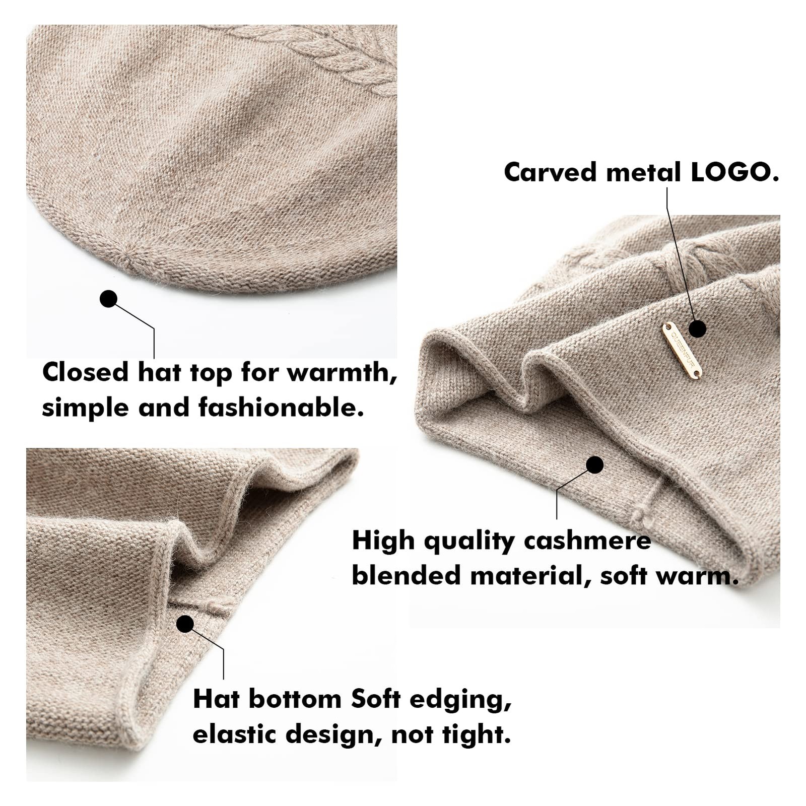 Knit Slouchy Beanie Hats for Women Cashmere Ski Cap Knitted Wool Soft Warm Wi...
