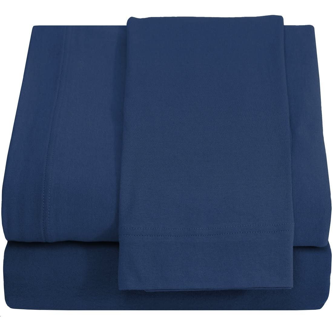 100% Cotton Knit Jersey Sheet Set Twin-XL/Full-XL 15" Deep Pocket