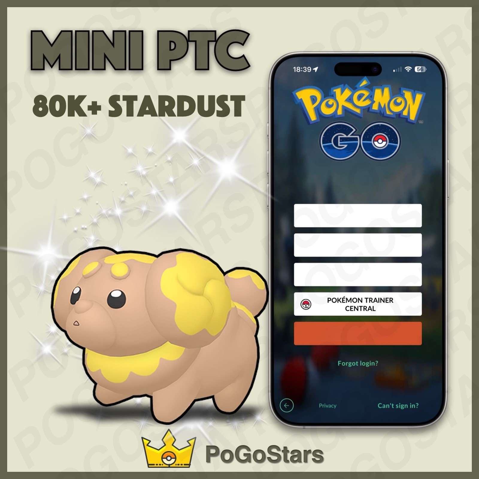 Pokémon PTC Go - Shiny Fidough - 80K Stardust✨Read Description✨