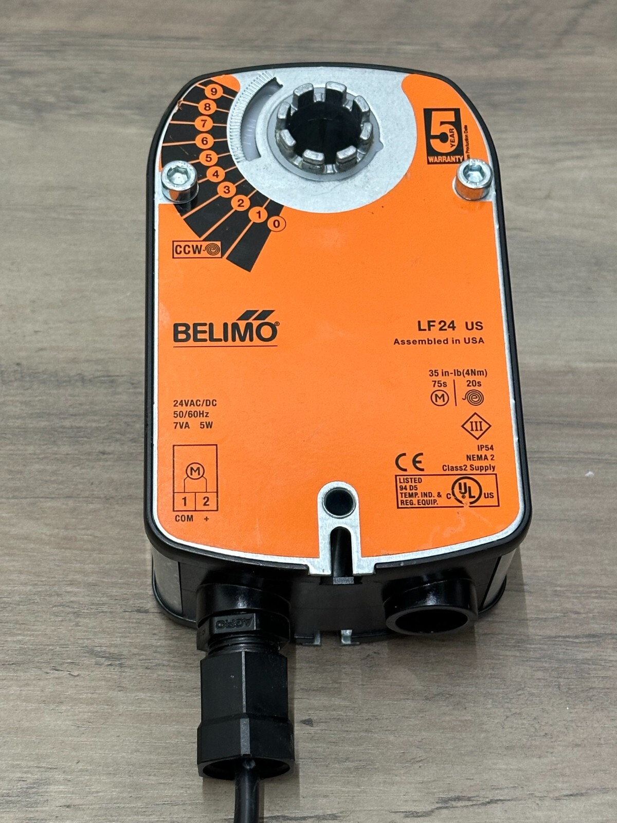 Belimo LF24 US Damper Actuator 35 in-lb [4 Nm] Spring Return AC/DC 24V