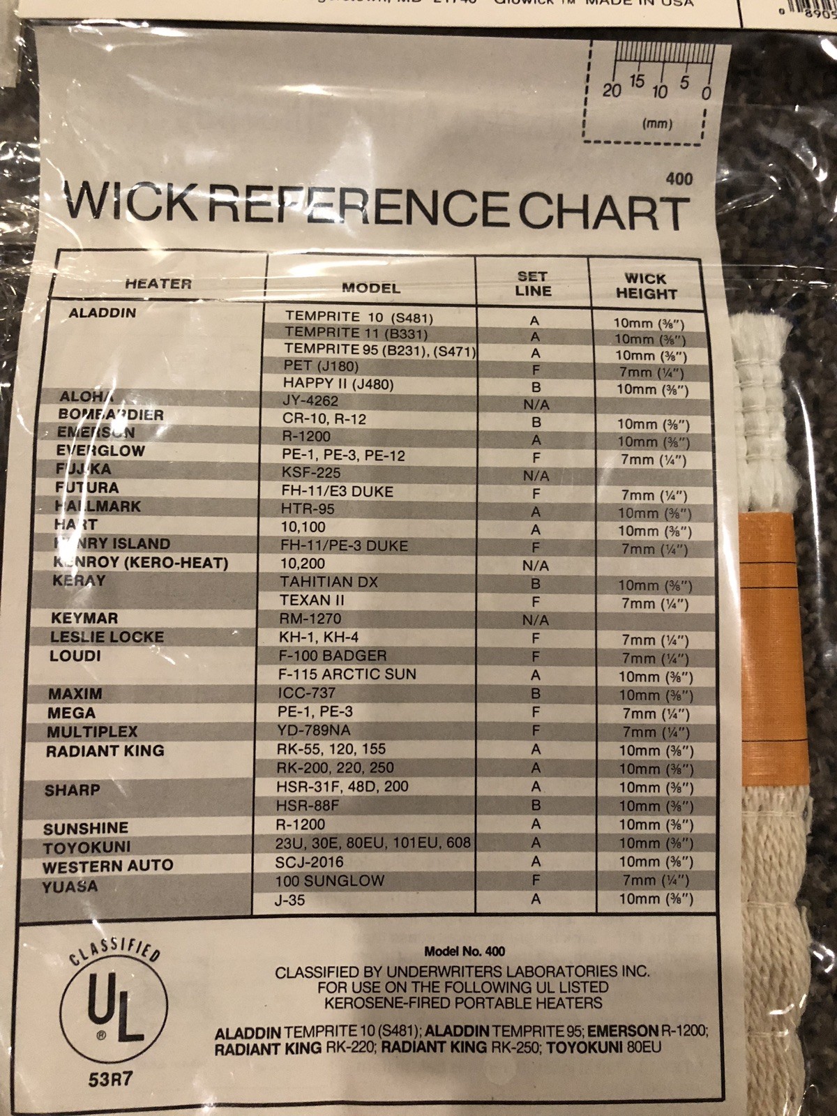 Two (2) GloWick Glo Wick GW400 GW 400 Kerosene Heater Wicks-See List In Photos!