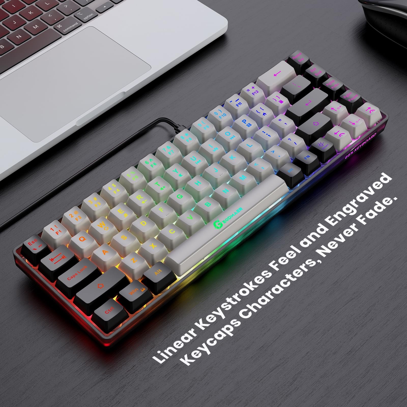 Geodmaer 65 Gaming Keyboard Wired Backlit Mini Keyboard Ultra-Compact