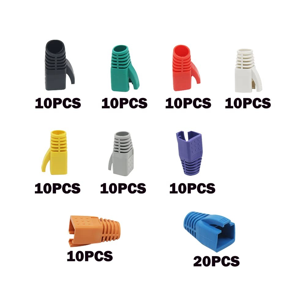 RJ-45 Strain Relief Boots RJ45 Plastic Network Wire,100 Multicolored