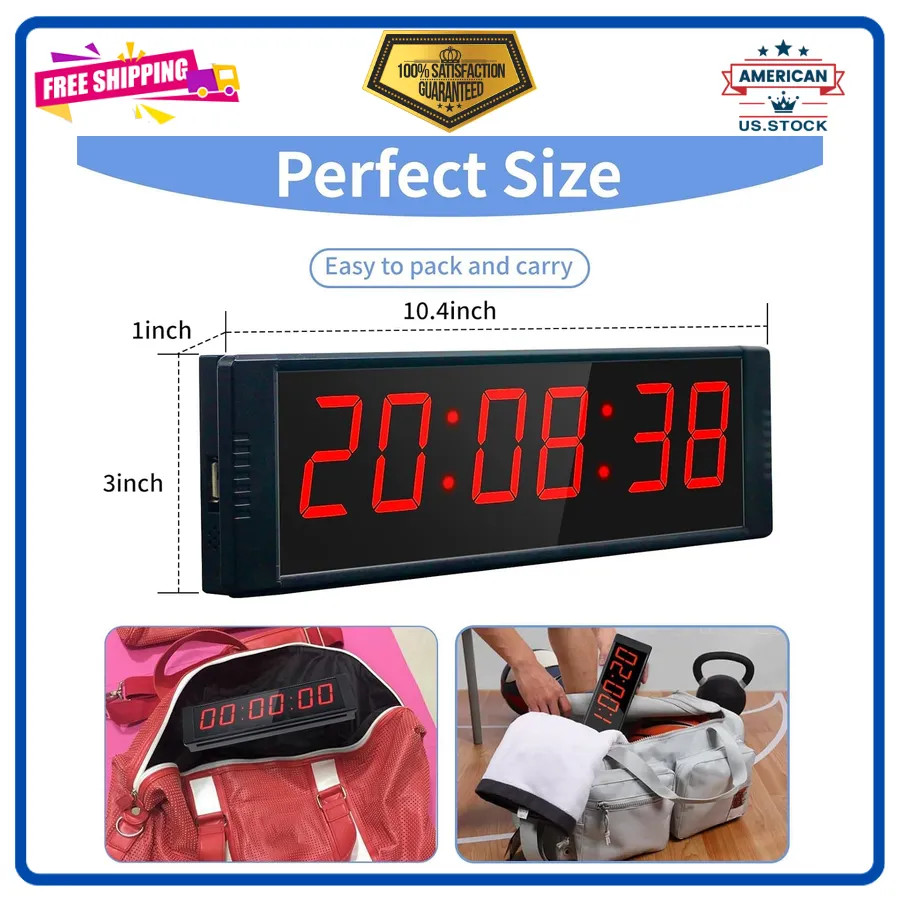 LED Digital Gym Timer with Remote Control Large Interval Countdown Clock Buzzer