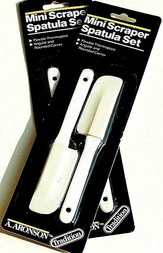 2 Packs Aronson Mini Spatula Scraper Set of 2 Flexible Thermoplast White 5.75 in