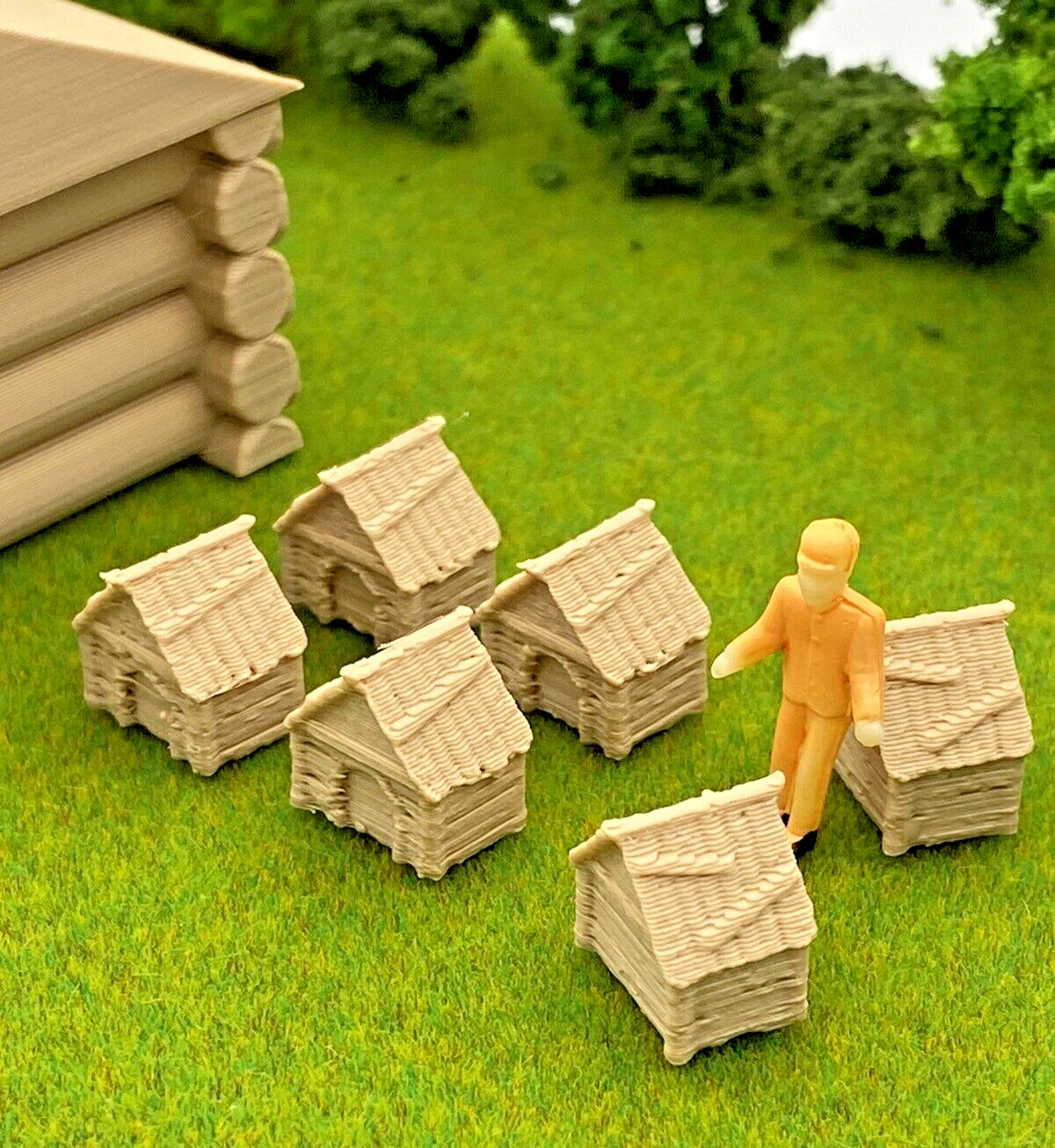 6 Pack of HO Scale - Dog Houses - 3D Railroad Train Layout Scenery