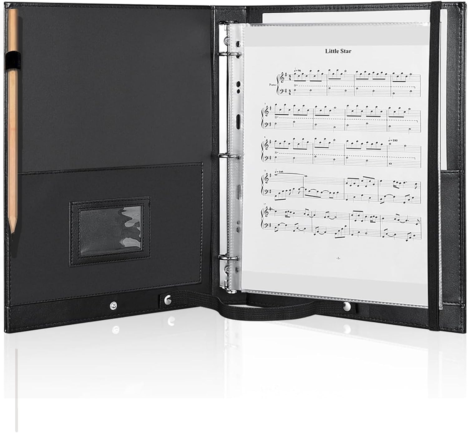 Premium Choral Muisc Folder PU Choir Folder W/ Hand Strap & Internal Retention