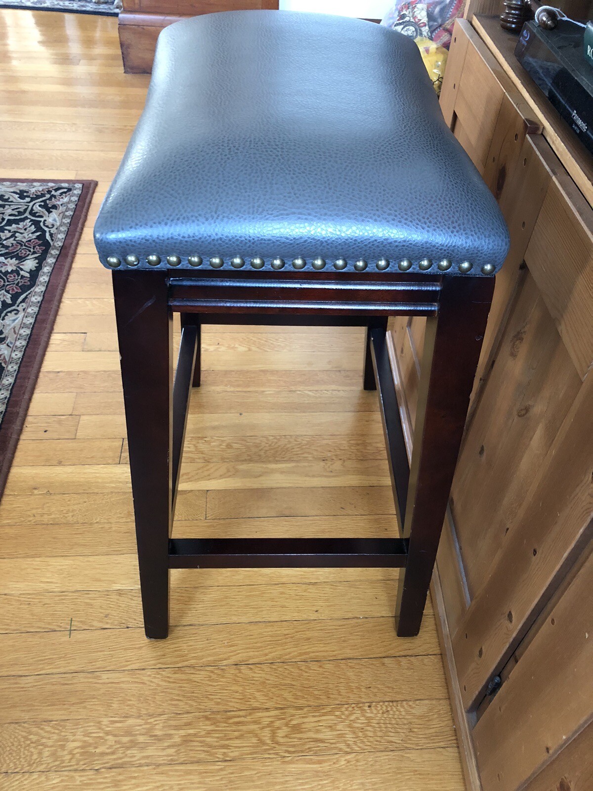 Grey Faux Leather Bar Pub Stool