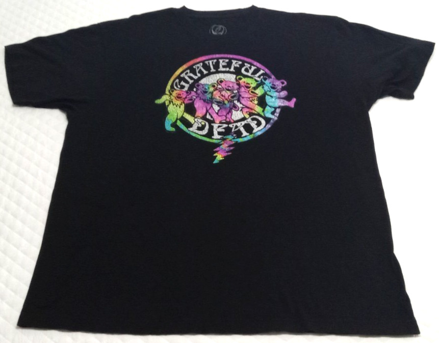 Grateful Dead Men's XL T-Shirt 100% Cotton Band Rainbow Dancing Bears Logo Black