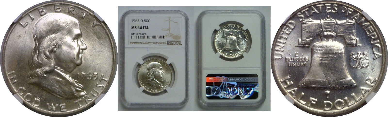 1963-D Franklin Half Dollar NGC MS-66 FBL