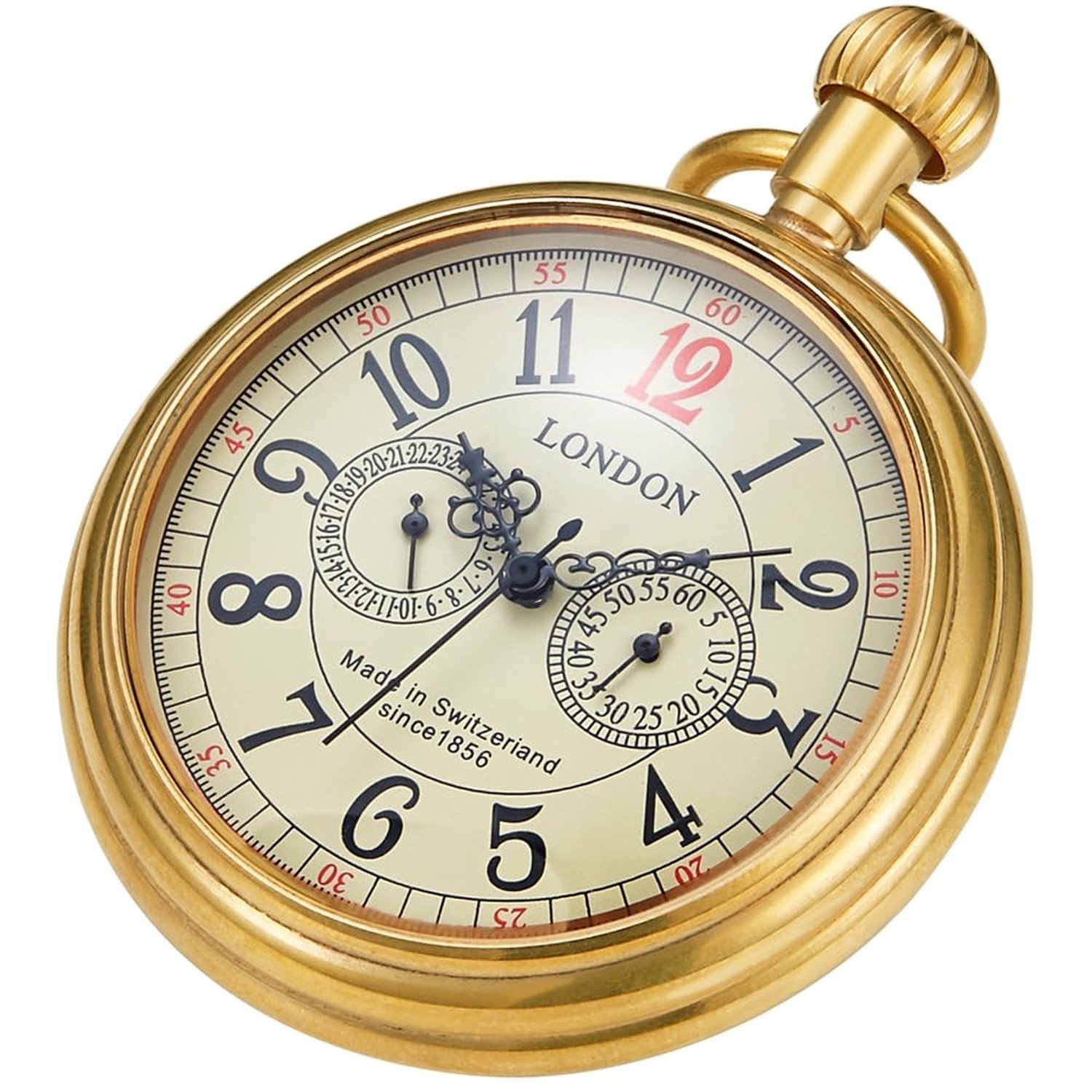 Tiong Vintage Copper Stainless Steel London Design Mechanical Hand-Wind Pocke...